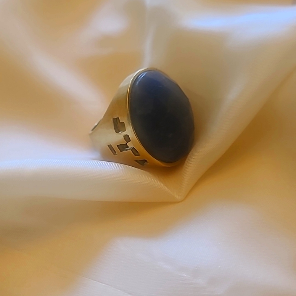 Faceted blue chunky ring
